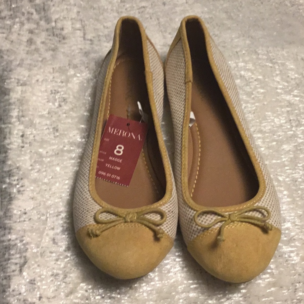 Merona Yellow Ballet Flats with Bow Detail